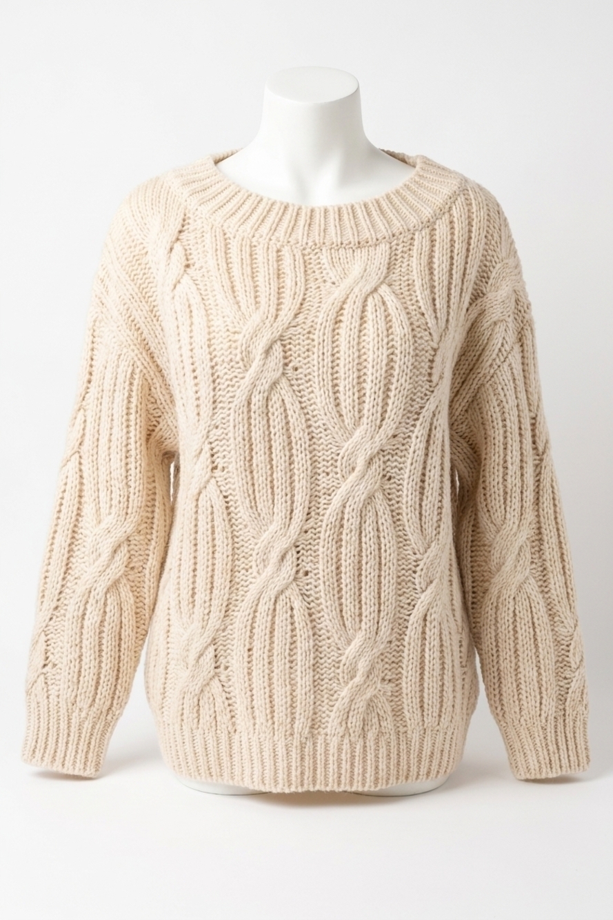 NEW LE LIS joey off shoulder cable sweater in taupe
